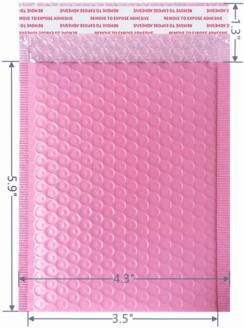 Yzjcafriz Bubble Mailers 3.5X5.9 Inch 50 Pack Small Padded Envelopes Poly Thicken Padded Self Seal Envelopes Bags (Pink) - Image 2